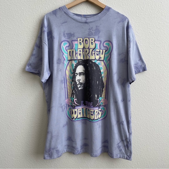 ZION ROOTSWEAR Purple Tie-Dye Bob Marley & The Wailers Short Sleeve Graphic Tee - Picture 1 of 9